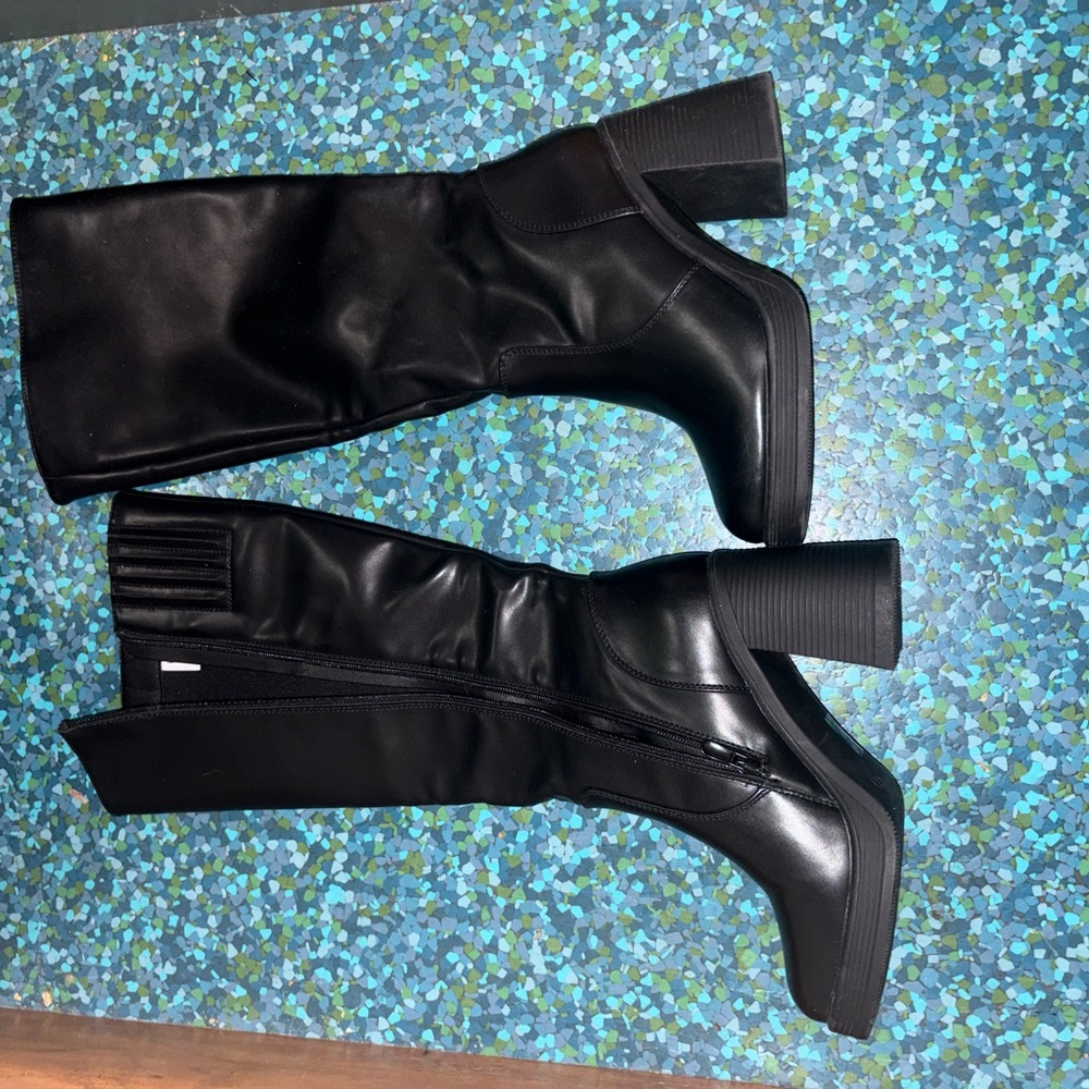 Dream Pairs Black Over-the-Knee Block Heel Boots